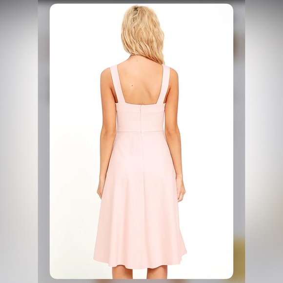 Lulu’s Uptown Twirl Blush Pink Midi Dress - Picture 5 of 7